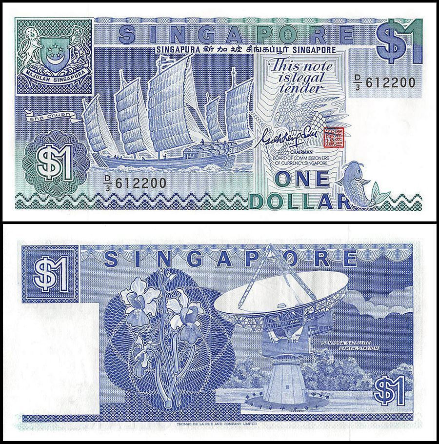 singapore1dollar1987unc