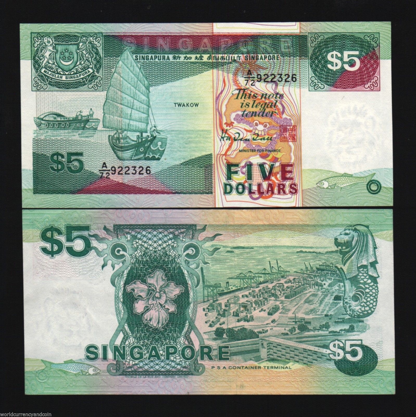 singapore5dollar1989unc