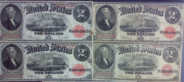 2 USD  NĂM 1917 ( MỚI 80 - 85%)