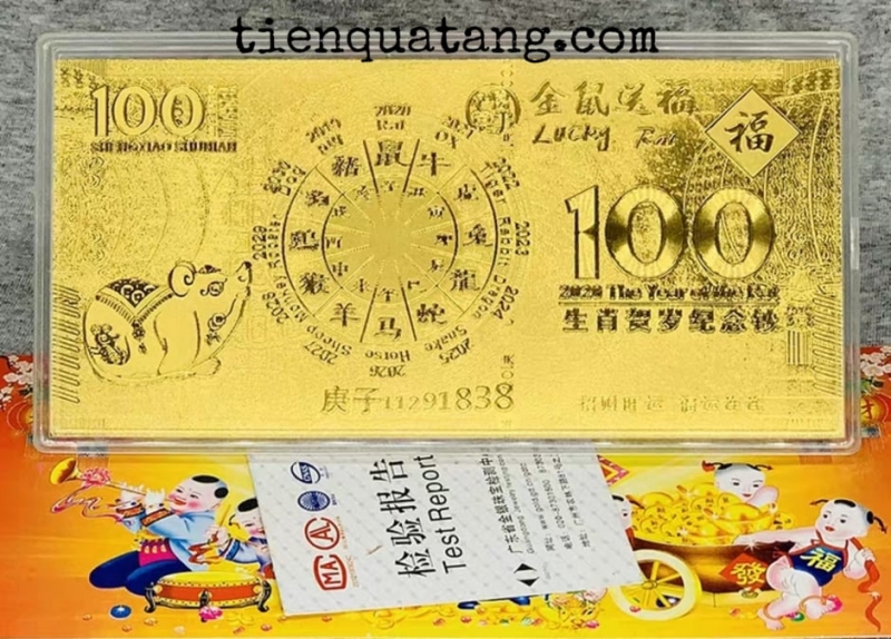 Tiền Hình Con Chuột Macao 100 Mạ Vàng Plastic 2020 ( Mẫu 1 )