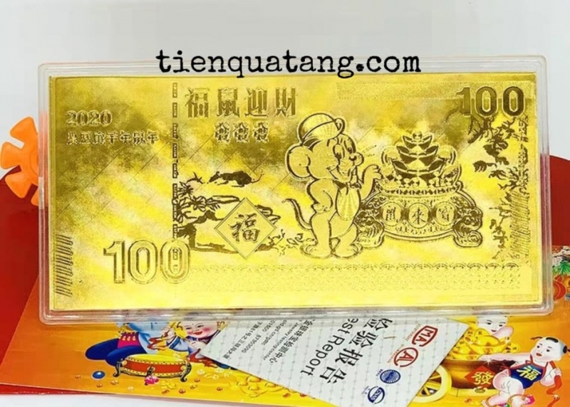 Tiền 100 Macao Con Chuột Mạ Vàng Plastic 2020 ( Mẫu 2 )
