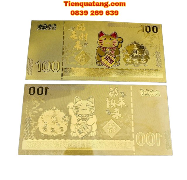 Tiền Hình Con Mèo Macao 100 Mạ Vàng Plasitc (Mẫu 1)