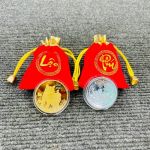 Cặp Tiền Xu Con Mèo Úc Mạ Vàng Bạc Kèm Túi (Lộc)