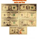 Combo 7 Tờ Tiền USD Lưu Niệm Plastic Mạ Vàng Kèm Bao Lì Xì 2023